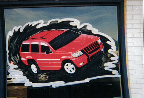 jeep grand cherokee hand painted on glass