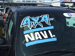 4x4 navi. features painted on car windows